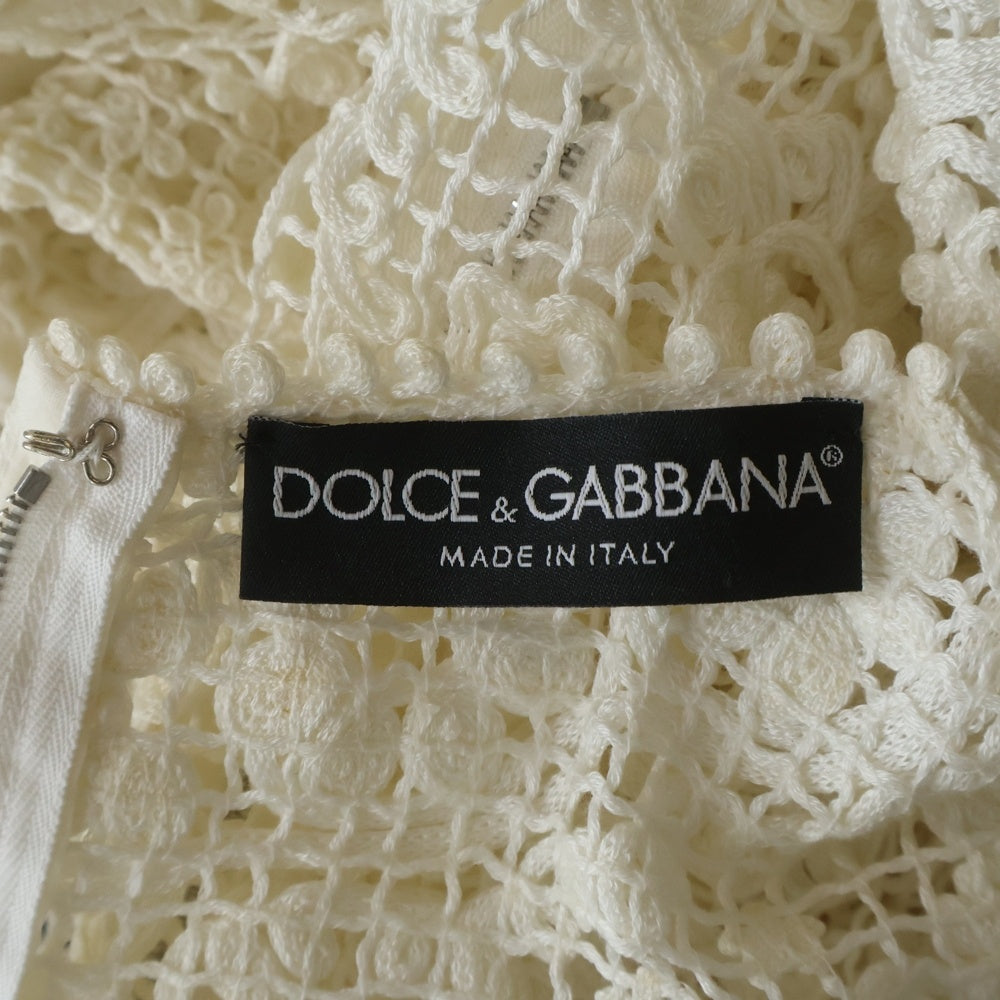 DOLCE & GABBANA(ドルチェアンドガッバーナ) コード刺繍 ハーフスリーブトップス ホワイト レディース FI065K