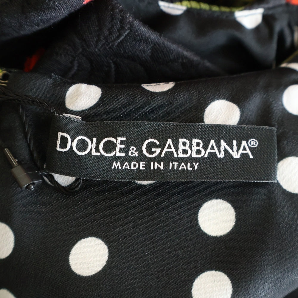 DOLCE & GABBANA(ドルチェアンドガッバーナ) フラワー総柄プリント ジャガード ノースリーブワンピース ブラック レディース F6PD6T