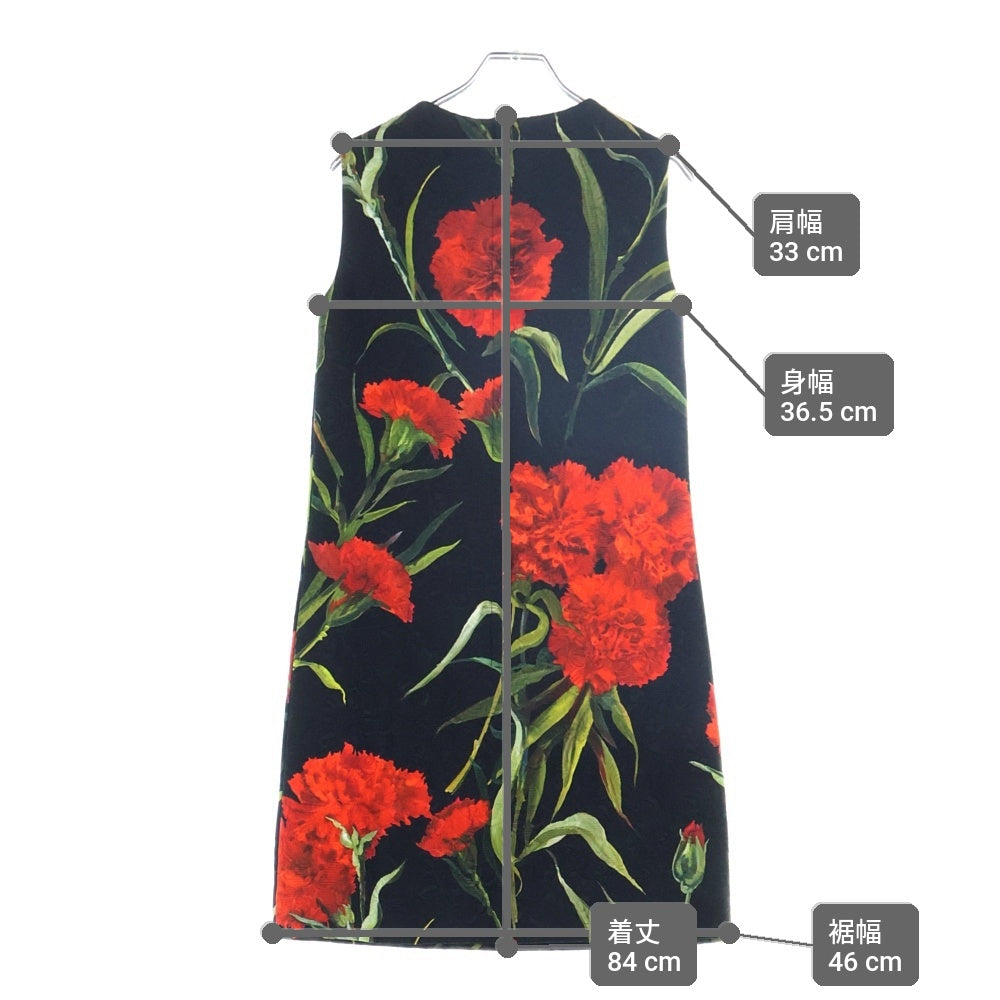 DOLCE & GABBANA(ドルチェアンドガッバーナ) フラワー総柄プリント ジャガード ノースリーブワンピース ブラック レディース F6PD6T