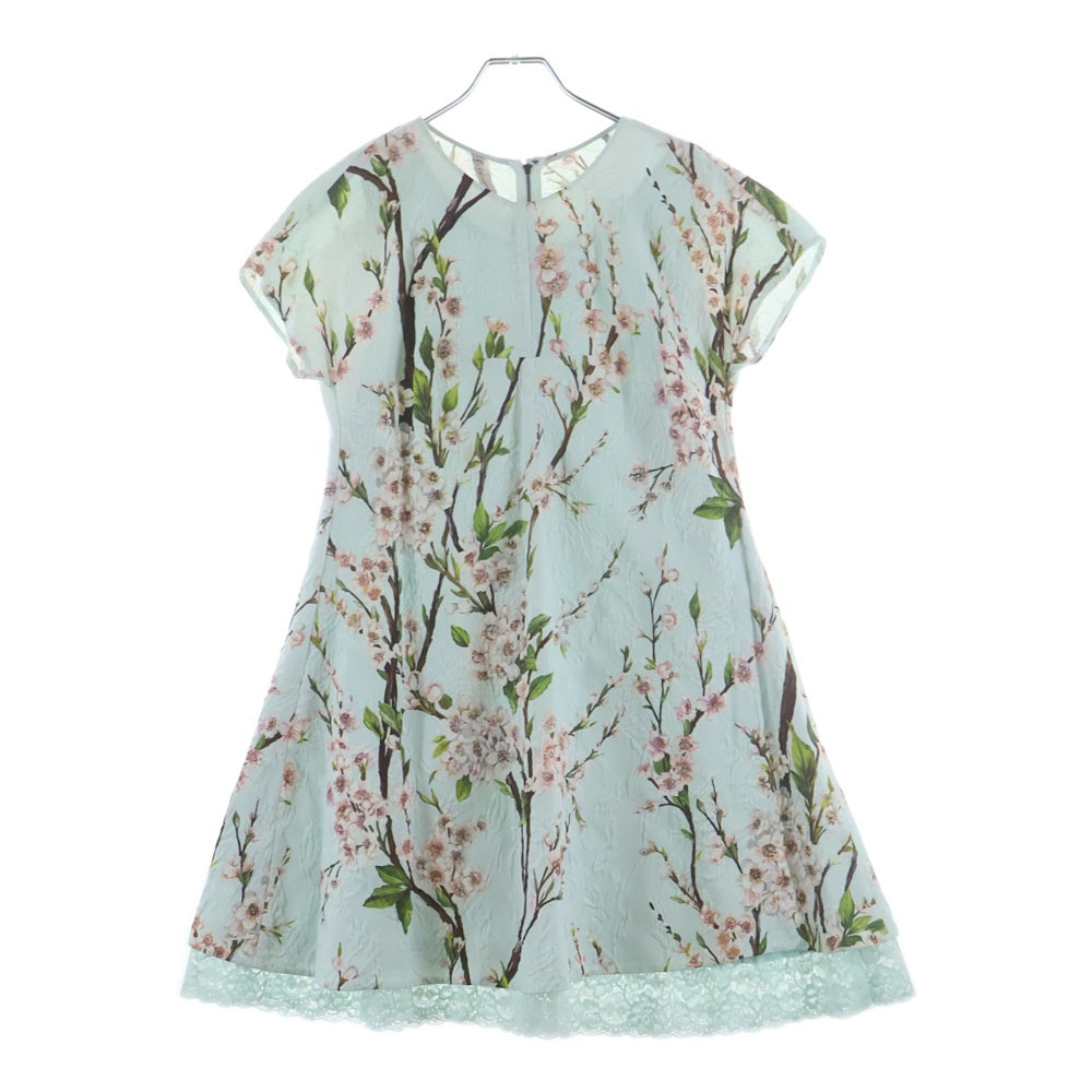 DOLCE & GABBANA(ドルチェアンドガッバーナ) フラワー 桜総柄プリント ジャガード ショートスリーブワンピース ライトブルー レディース F6LZ4T