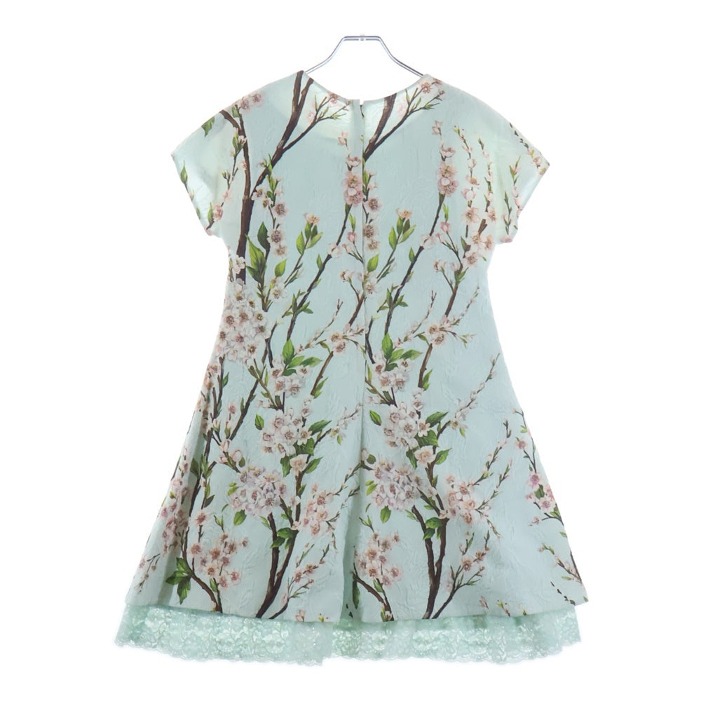 DOLCE & GABBANA(ドルチェアンドガッバーナ) フラワー 桜総柄プリント ジャガード ショートスリーブワンピース ライトブルー レディース F6LZ4T