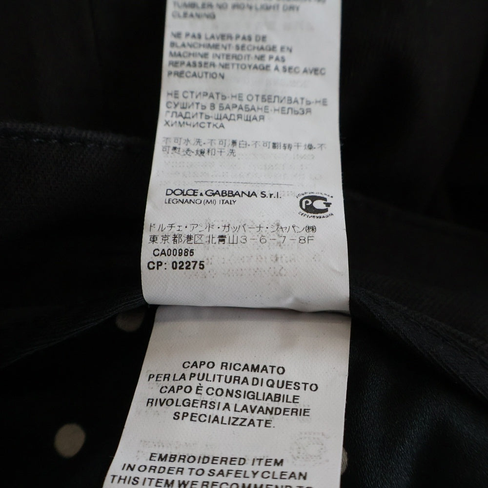 DOLCE & GABBANA(ドルチェアンドガッバーナ) エンブレム刺繍 ストレッチ スリムスキニー デニムパンツ ブラック レディース FTAH8Z