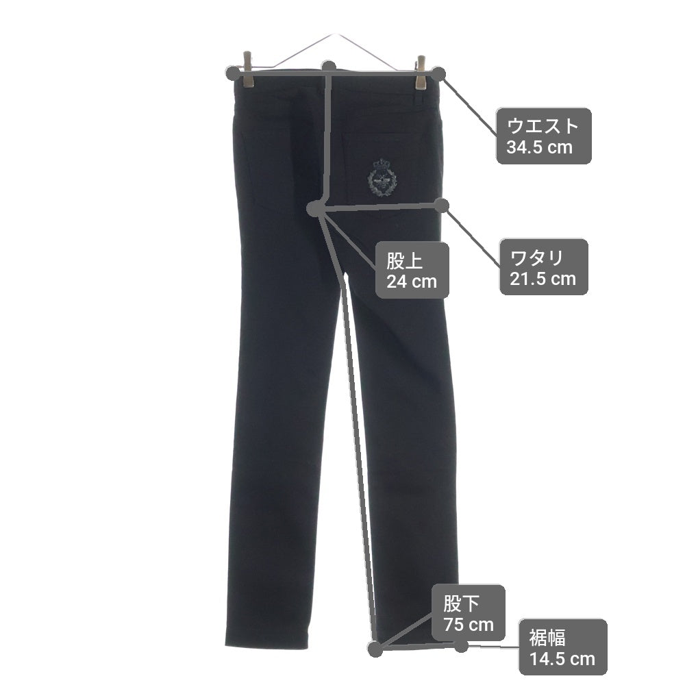 DOLCE & GABBANA(ドルチェアンドガッバーナ) エンブレム刺繍 ストレッチ スリムスキニー デニムパンツ ブラック レディース FTAH8Z