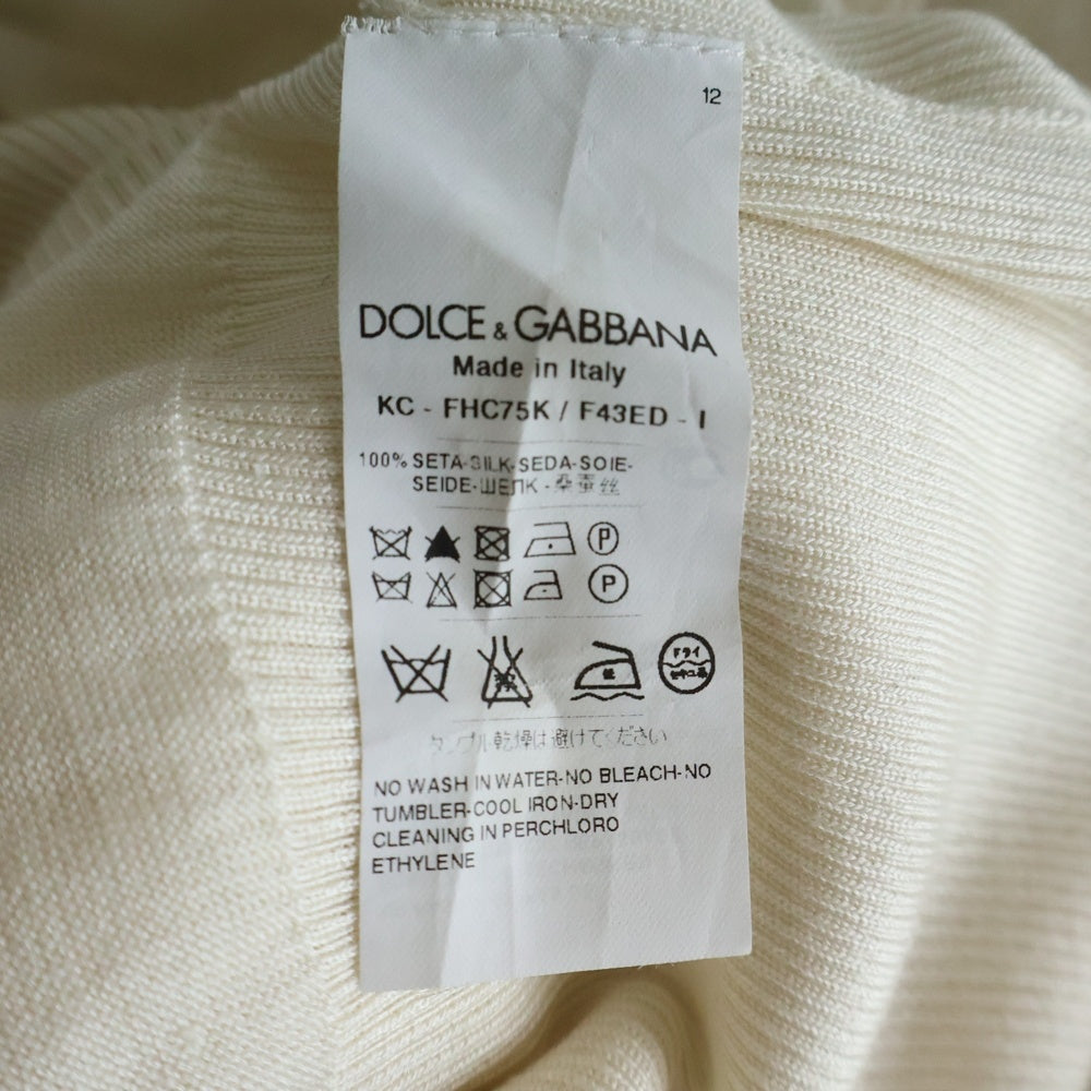 DOLCE & GABBANA(ドルチェアンドガッバーナ) シルク レース切り替え ニットカーディガン ホワイト レディース FHC75K