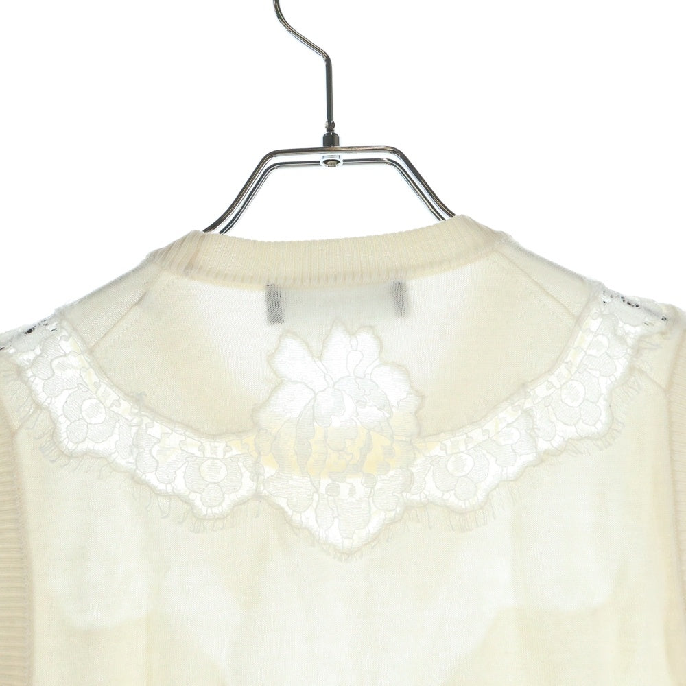 DOLCE & GABBANA(ドルチェアンドガッバーナ) シルク レース切り替え ノースリーブニット セーター ホワイト レディース FH875K