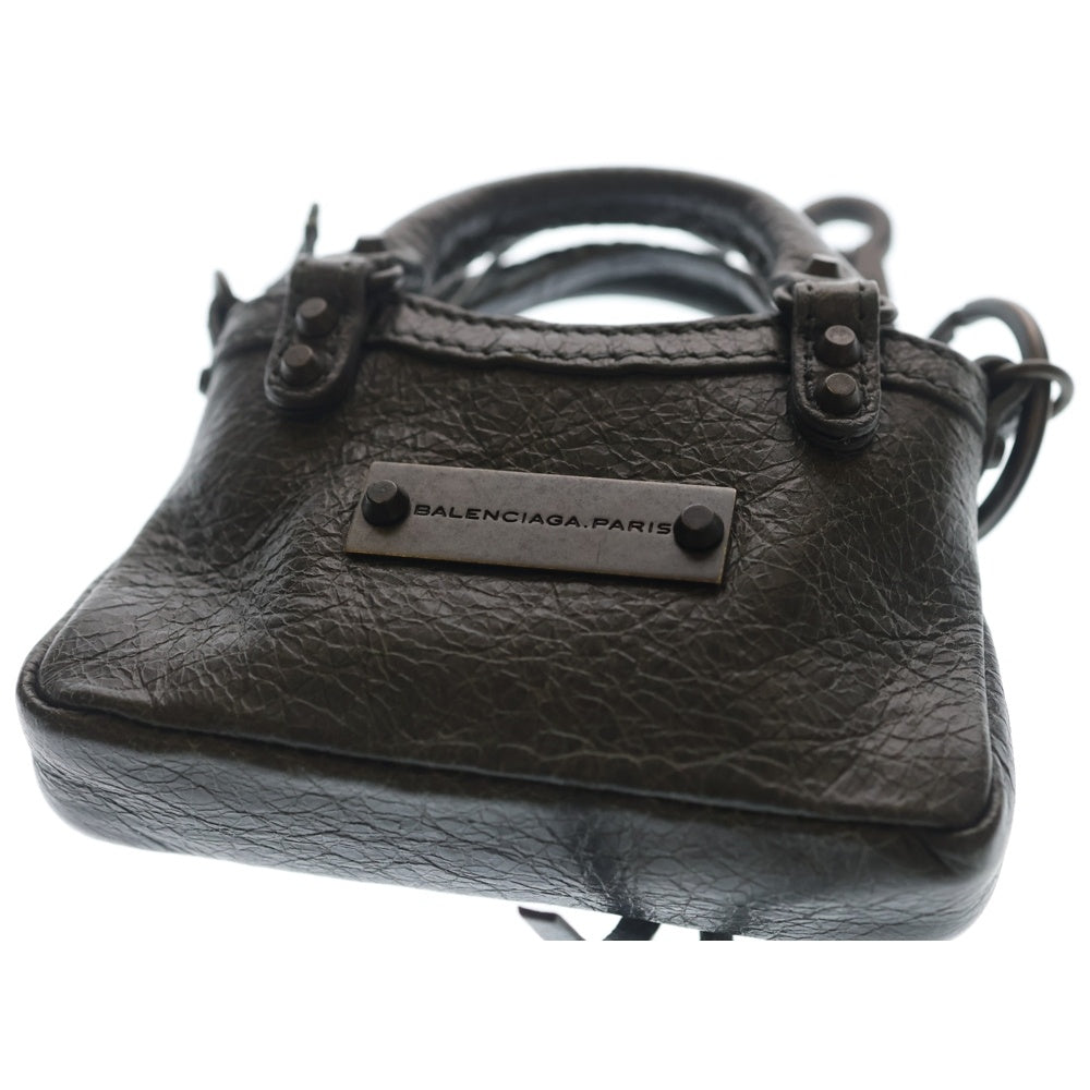 BALENCIAGA(バレンシアガ) シティ チャーム キーホルダー バッグチャーム キーホルダー グレー レザー ゴールド金具 レディース