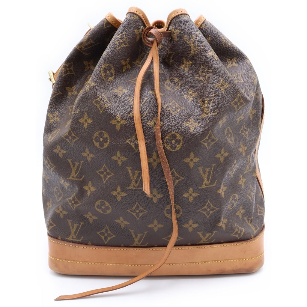 LOUIS VUITTON(ルイヴィトン) モノグラム ノエ ショルダーバッグ 巾着バッグ ブラウン レザー×PVC キャンバス M42224 ゴールド金具 レディース