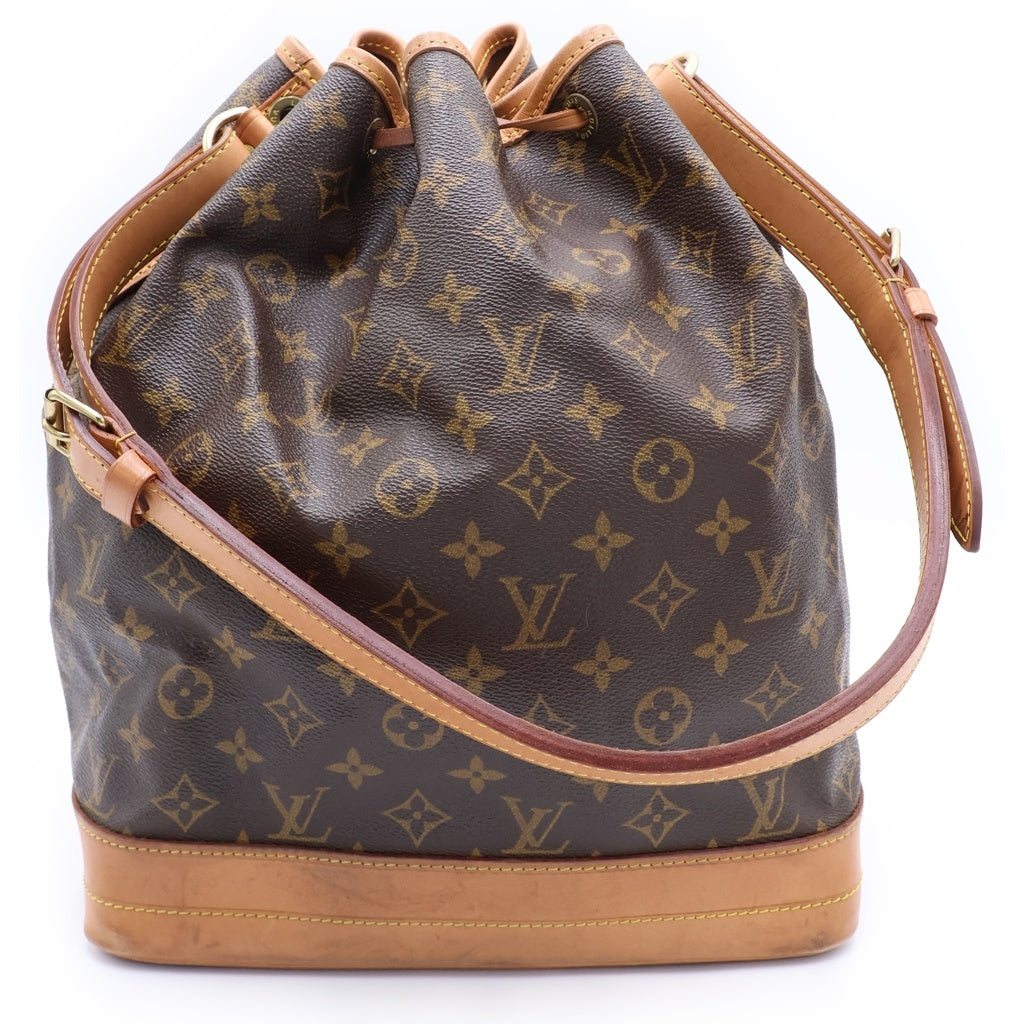 LOUIS VUITTON(ルイヴィトン) モノグラム ノエ ショルダーバッグ 巾着バッグ ブラウン レザー×PVC キャンバス M42224 ゴールド金具 レディース