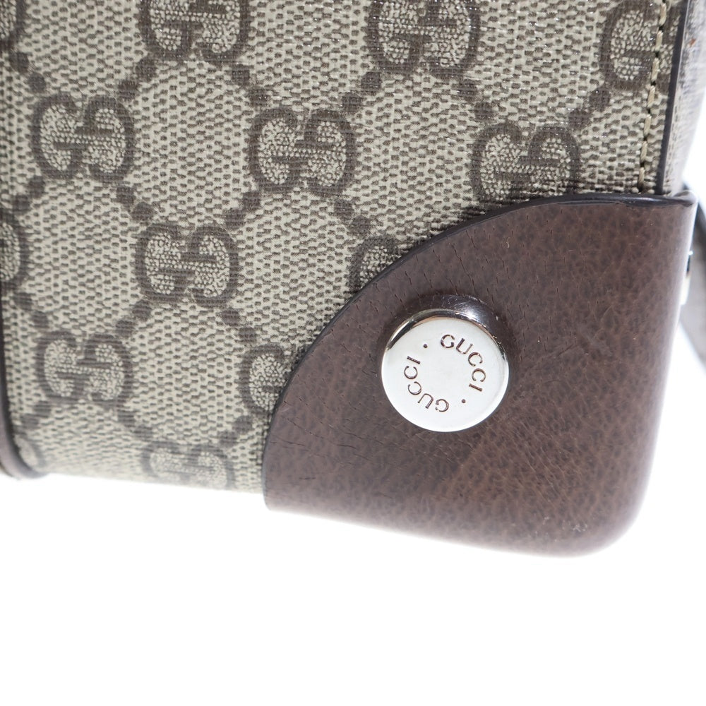 GUCCI(グッチ) GGスプリーム トートバッグ ハンドバッグ ブラウン×ベージュ レザー×PVC 626356 シルバー金具 レディース