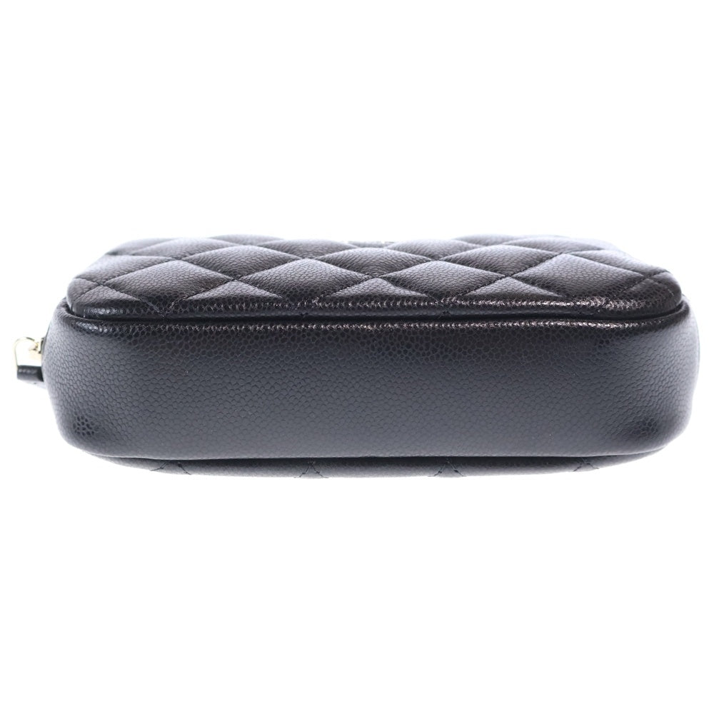 CHANEL(シャネル) マトラッセ ココマーク ポーチ 小物入れ ケース ブラック キャビアスキン A80909 ゴールド金具 レディース