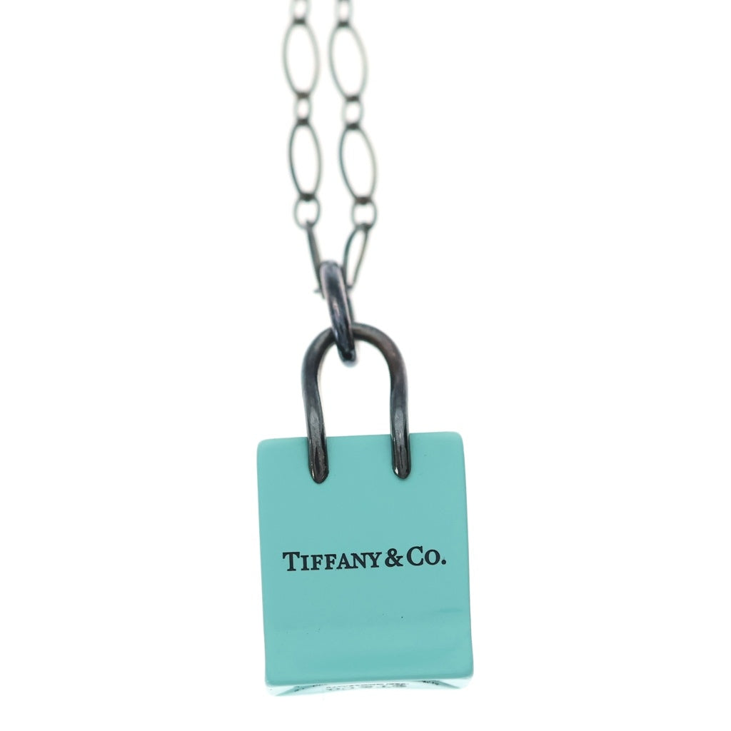 TIFFANY & Co.(ティファニー) ミニショッピングバッグチャームネックレス ペンダント チェーン 925 シルバー×ティファニーブルー レディース