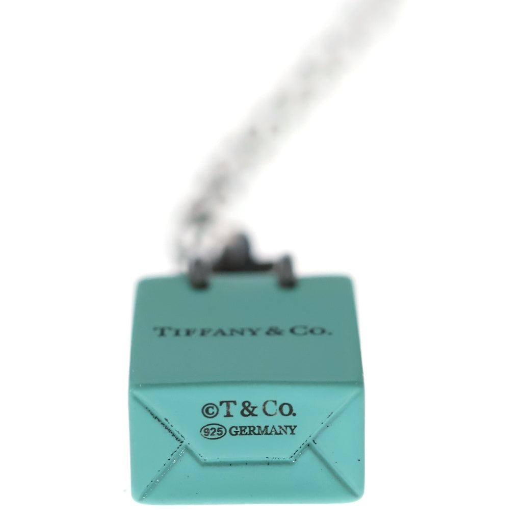 TIFFANY & Co.(ティファニー) ミニショッピングバッグチャームネックレス ペンダント チェーン 925 シルバー×ティファニーブルー レディース
