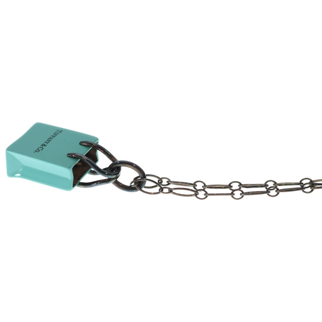 TIFFANY & Co.(ティファニー) ミニショッピングバッグチャームネックレス ペンダント チェーン 925 シルバー×ティファニーブルー レディース