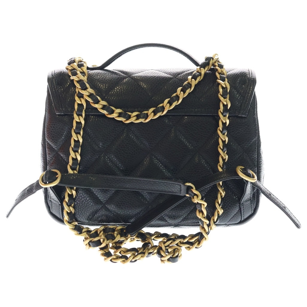 CHANEL(シャネル) マトラッセ リュック バックパック ブラック キャビアスキン レザー ゴールド金具 プレート AS5347 レディース