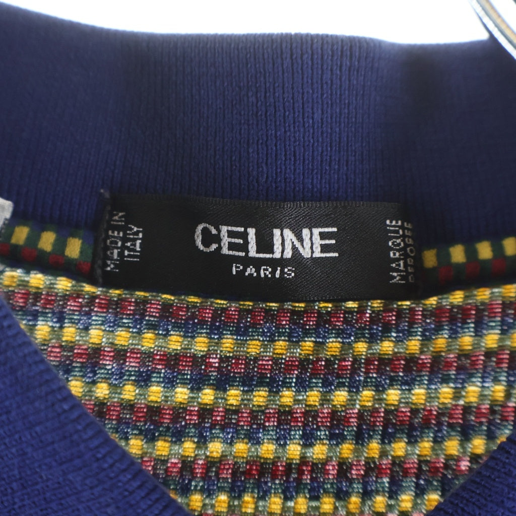 CELINE(セリーヌ) マルチカラー ニット 長袖ポロシャツ ブルー/レッド/イエロー