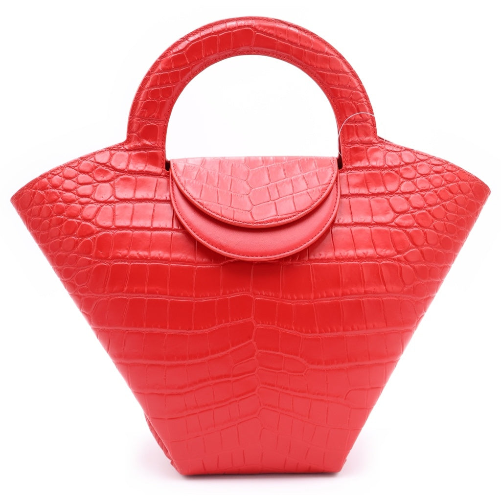 BOTTEGA VENETA(ボッテガヴェネタ) ドール ハンドバッグ トートバッグ レッド 型押しクロコ レディース