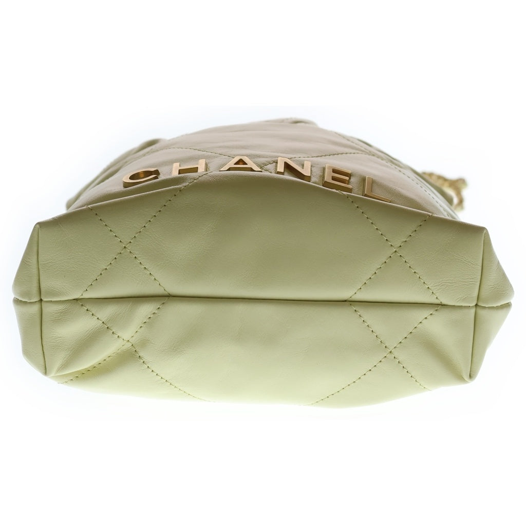 CHANEL(シャネル) シャネル22 ミニバッグ 巾着バッグ ショルダーバッグ ライトイエロー カーフレザー AS3980 ゴールド金具 レディース