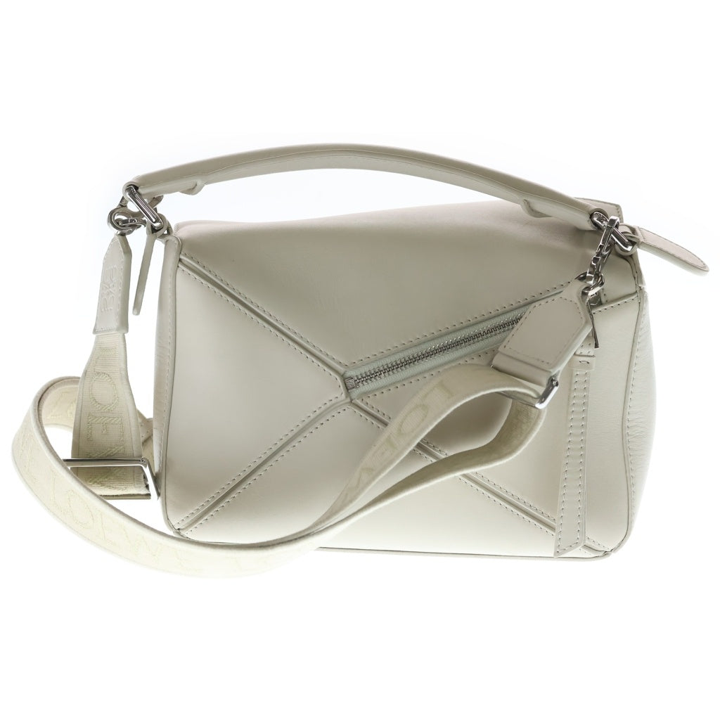 LOEWE(ロエベ) パズルバッグ スモール 2WAYバッグ ハンドバッグ ショルダーバッグ ホワイト レザー シルバー金具 レディース