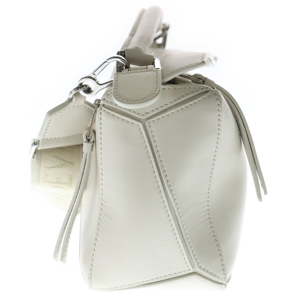 LOEWE(ロエベ) パズルバッグ スモール 2WAYバッグ ハンドバッグ ショルダーバッグ ホワイト レザー シルバー金具 レディース