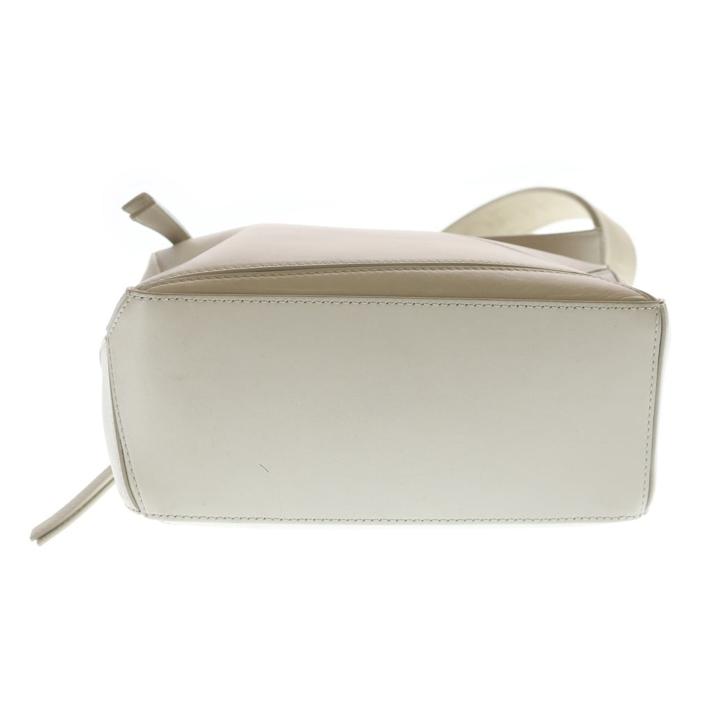 LOEWE(ロエベ) パズルバッグ スモール 2WAYバッグ ハンドバッグ ショルダーバッグ ホワイト レザー シルバー金具 レディース