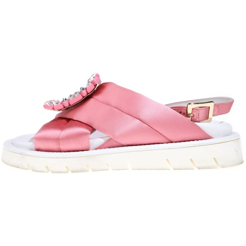 Roger Vivier(ロジェヴィヴィエ) ヴィヴランライトファブリックサンダル ホワイト/ピンク レディース