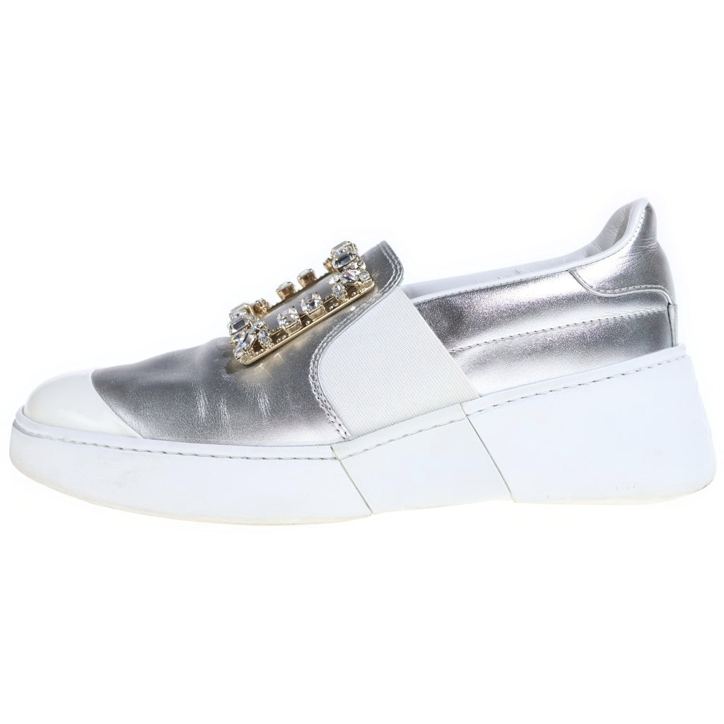 Roger Vivier(ロジェヴィヴィエ) ビジュー クリスタル スリッポン ローカットスニーカー ホワイト レディース
