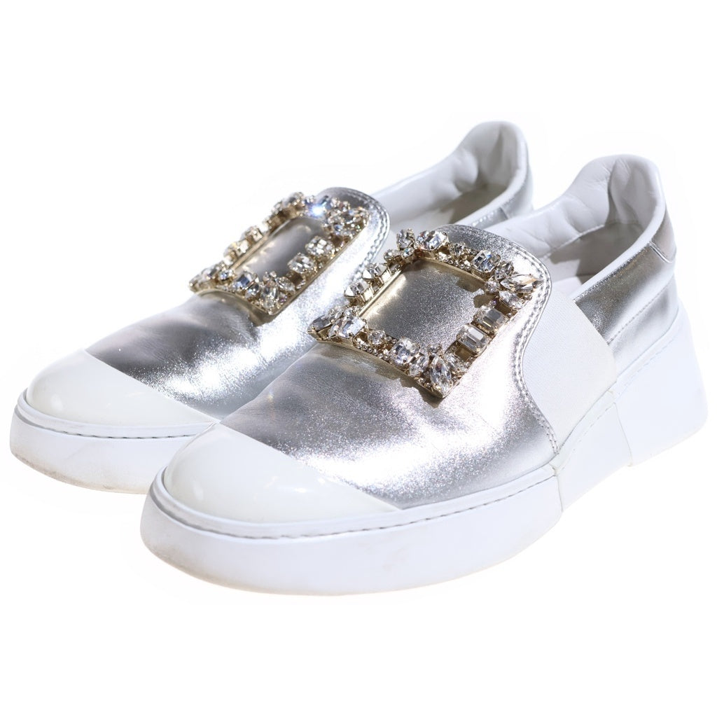 Roger Vivier(ロジェヴィヴィエ) ビジュー クリスタル スリッポン ローカットスニーカー ホワイト レディース