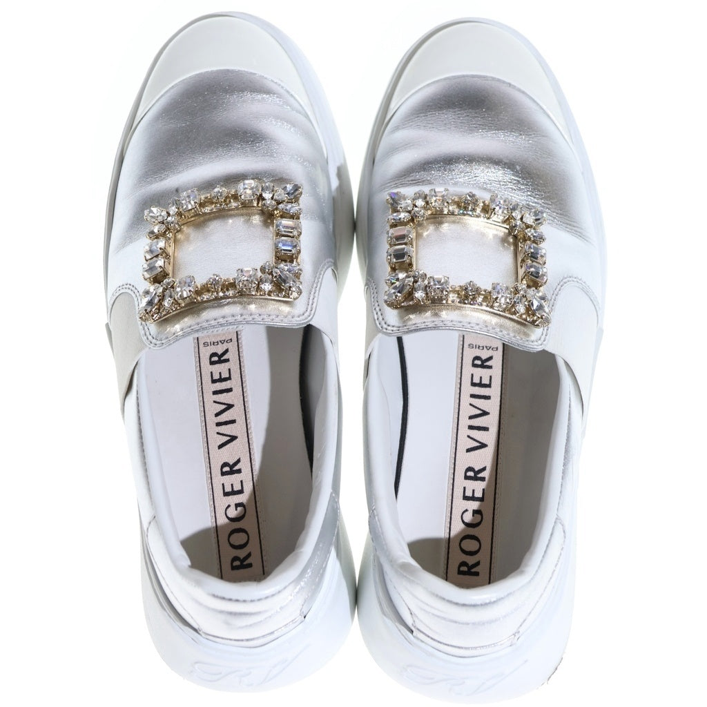 Roger Vivier(ロジェヴィヴィエ) ビジュー クリスタル スリッポン ローカットスニーカー ホワイト レディース