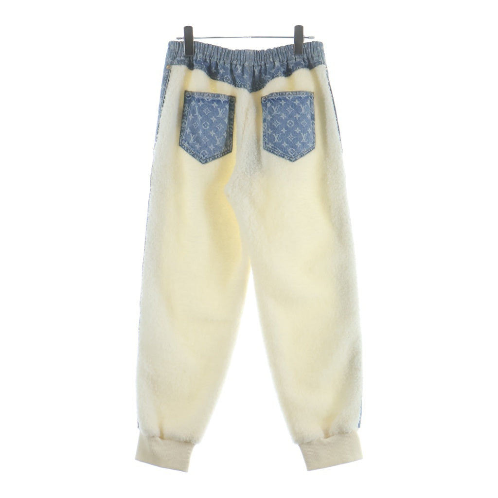 LOUIS VUITTON(ルイヴィトン) モノグラム アクセント ボアフリース デニム ジョギング トラック パンツ ホワイト/インディゴ RW261WW BY9 FUPX38 レディース