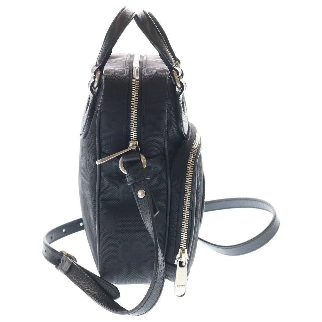 GUCCI(グッチ) オフザグリッド ロゴ レザーパッチ 2WAY ハンド ショルダー バッグ シルバー金具 ブラック 625850 レディース