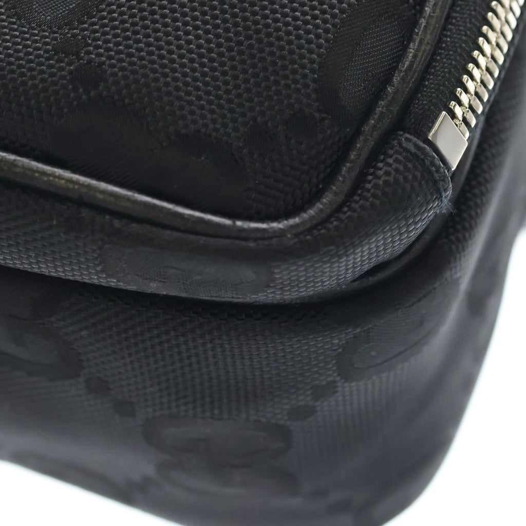 GUCCI(グッチ) オフザグリッド ロゴ レザーパッチ 2WAY ハンド ショルダー バッグ シルバー金具 ブラック 625850 レディース