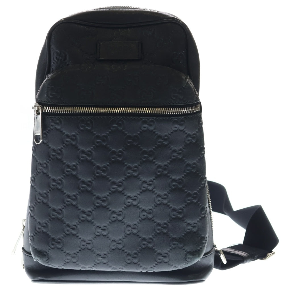GUCCI(グッチ) GG柄 グッチシマ クロスボディバック ショルダーバック レザー ブラック 523234