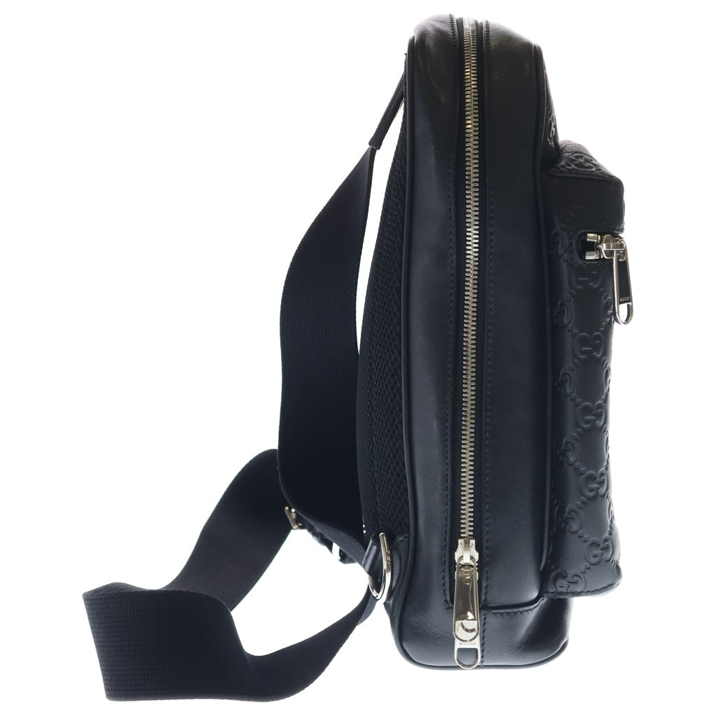 GUCCI(グッチ) GG柄 グッチシマ クロスボディバック ショルダーバック レザー ブラック 523234