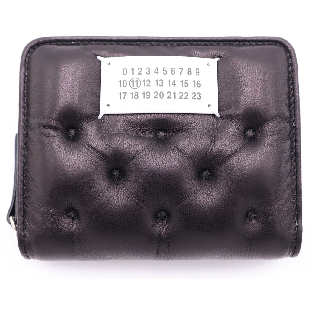 Maison Margiela(メゾンマルジェラ) グラムスラム エンブロイダリー 財布 ウォレット コインケース ブラック レザー SA1UI0032 シルバー金具 レディース