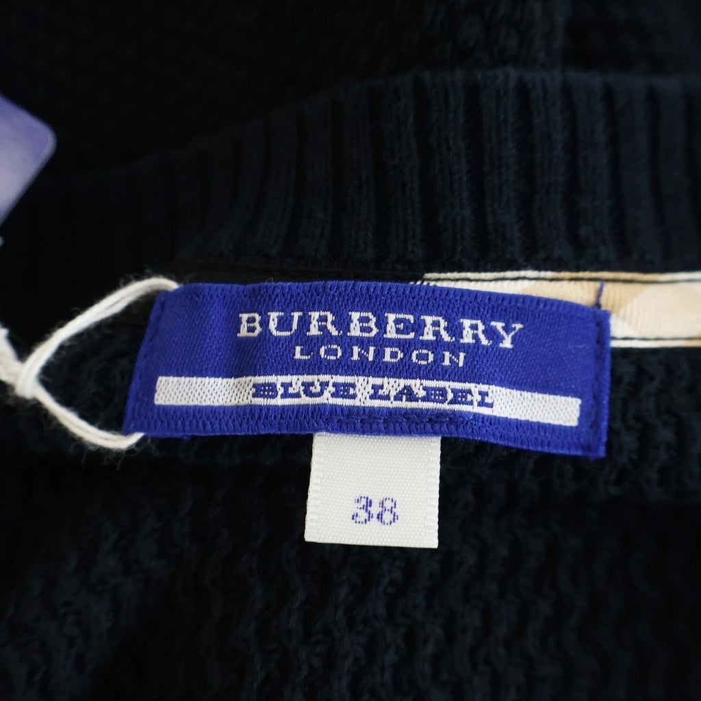 BURBERRY BLUE LABEL(バーバリーブルーレーベル) ロゴ刺繍 コットンニット カーディガン ネイビー FB528-229-09 レディース