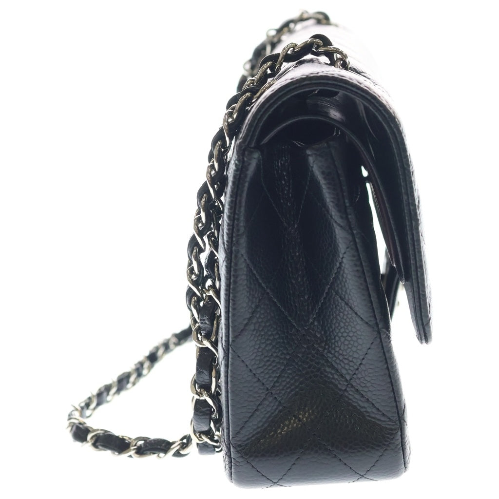 CHANEL(シャネル) マトラッセ25 ダブルフラップ チェーンショルダーバッグ キャビアスキン シルバー金具 ブラック シール 29番台 レディース