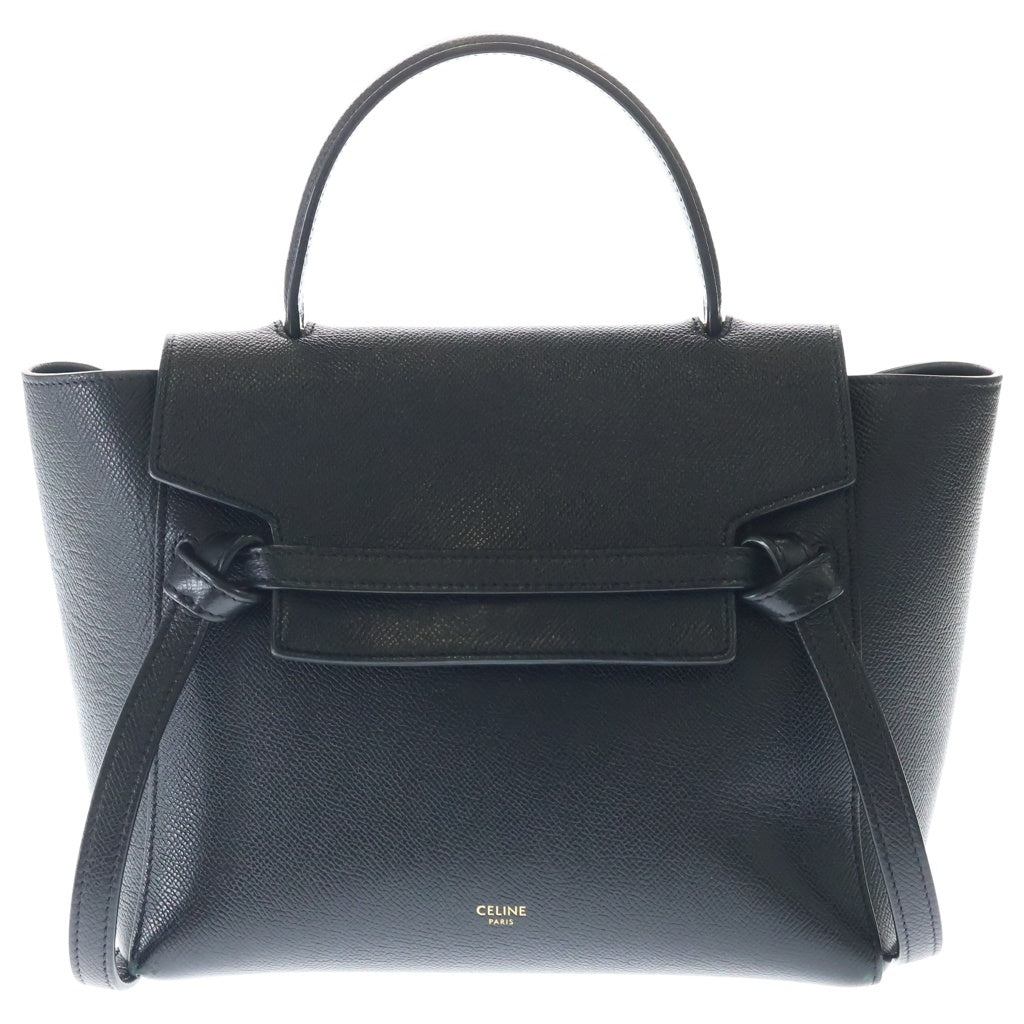 CELINE(セリーヌ) ベルトバッグ マイクロ 2WAYハンドバッグ ショルダーバッグ ブラック レザー ゴールド金具 レディース