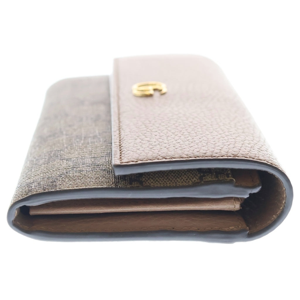 GUCCI(グッチ) GGスプリーム コンチネンタルウォレット ロングウォレット 長財布 ベージュ PVC×レザー 456116 ゴールド金具 レディース