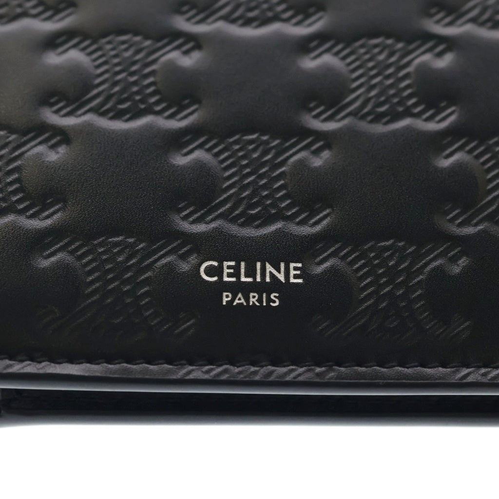 CELINE(セリーヌ) トリオンフ バイフォールド コンパクトウォレット 二つ折り財布 ブラック レザー 10C873FQB38SI