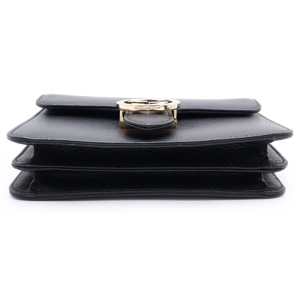 GUCCI(グッチ) インターロッキングG ショルダーバッグ チェーンバッグ ブラック レザー 510304 ゴールド金具 レディース
