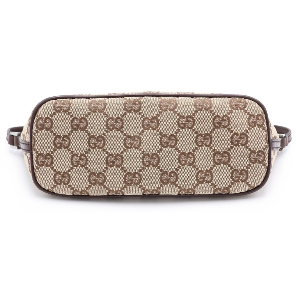 GUCCI(グッチ) GGキャンバス レザー ポーチ ハンドバッグ ベージュ/ブラウン 07198 レディース
