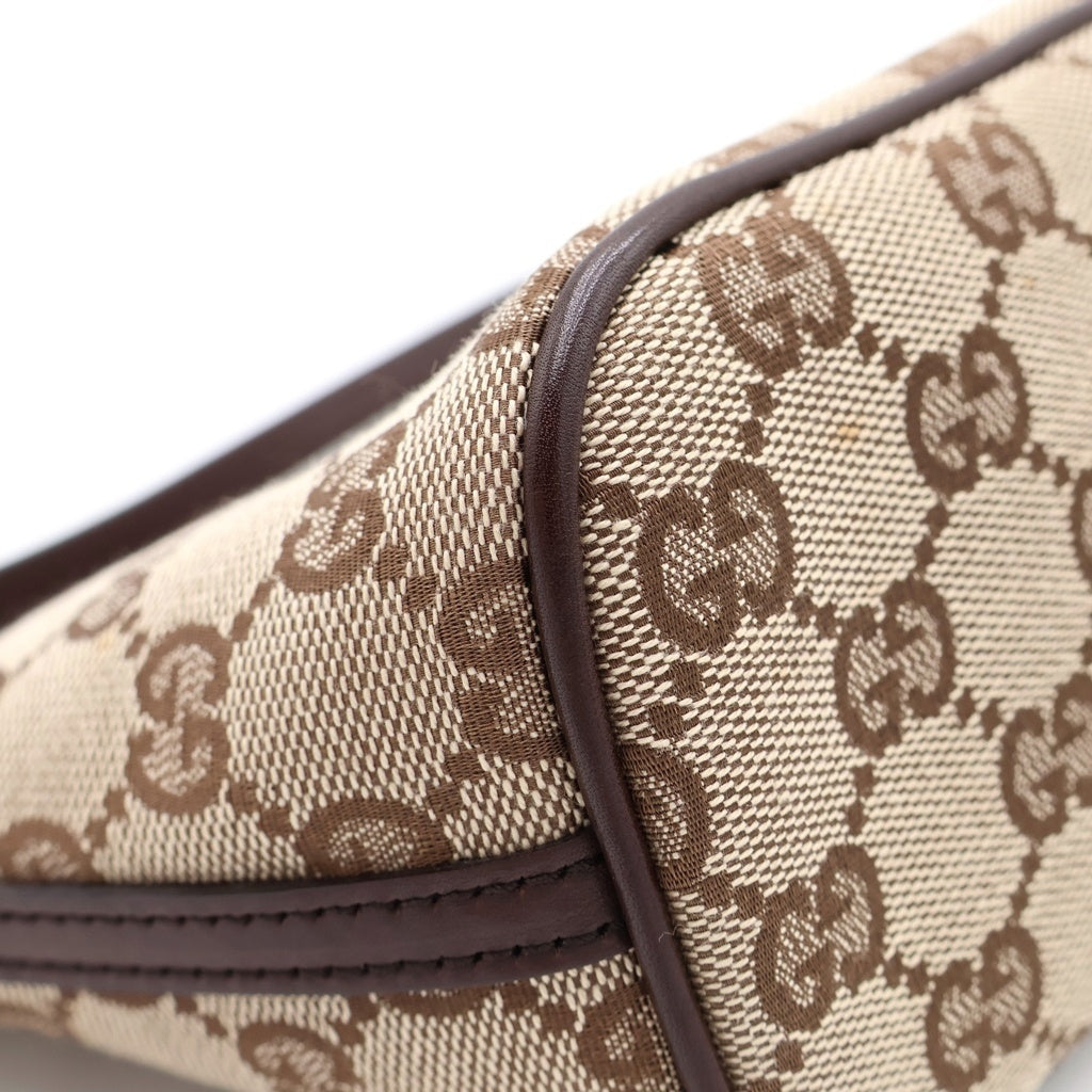 GUCCI(グッチ) GGキャンバス レザー ポーチ ハンドバッグ ベージュ/ブラウン 07198 レディース