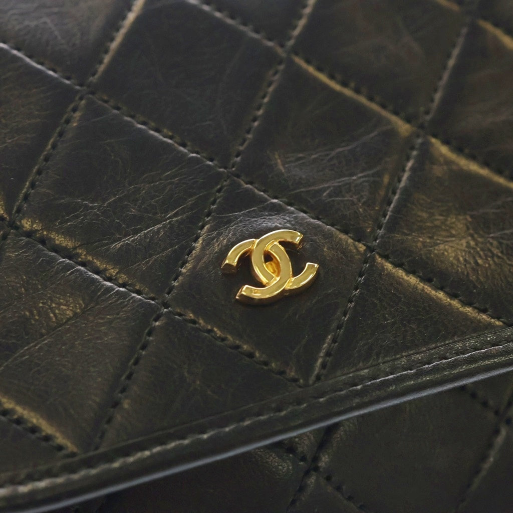 CHANEL(シャネル) マトラッセ チェーンショルダーポーチ ミニバッグ ブラック ラムスキン ゴールド金具 レディース