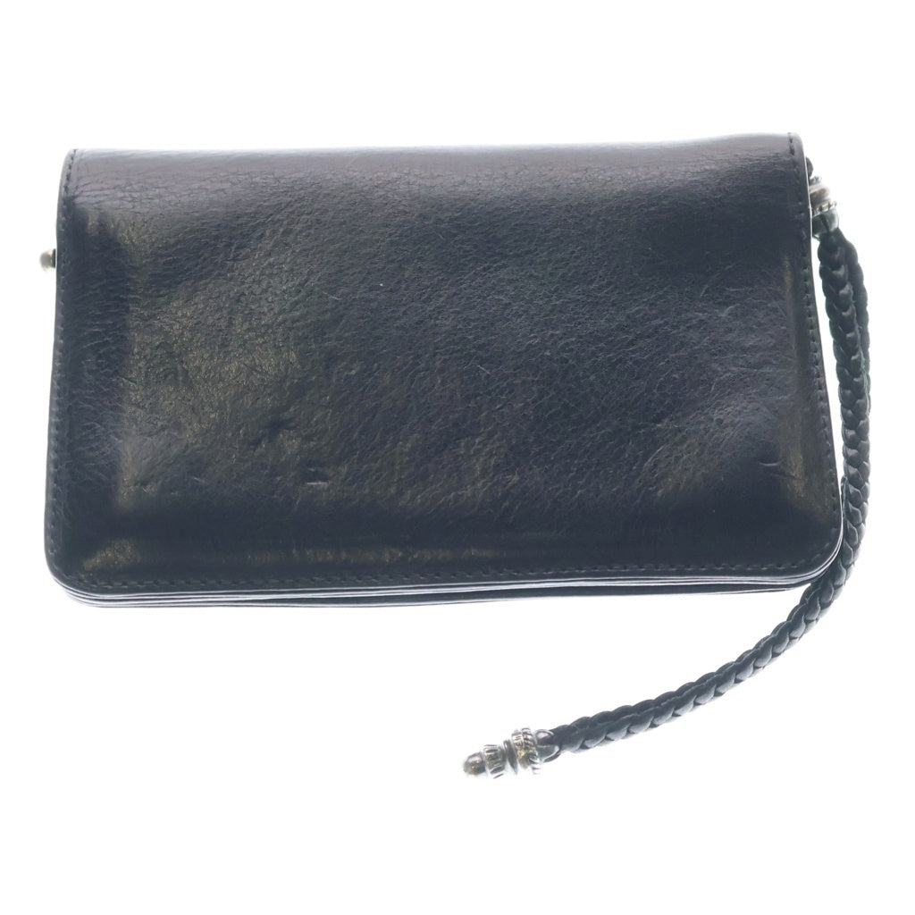 CHROME HEARTS(クロムハーツ) 2ZIP STRAP 2ジップストラップ クロスボールボタンレザーウォレット 財布 ブラック