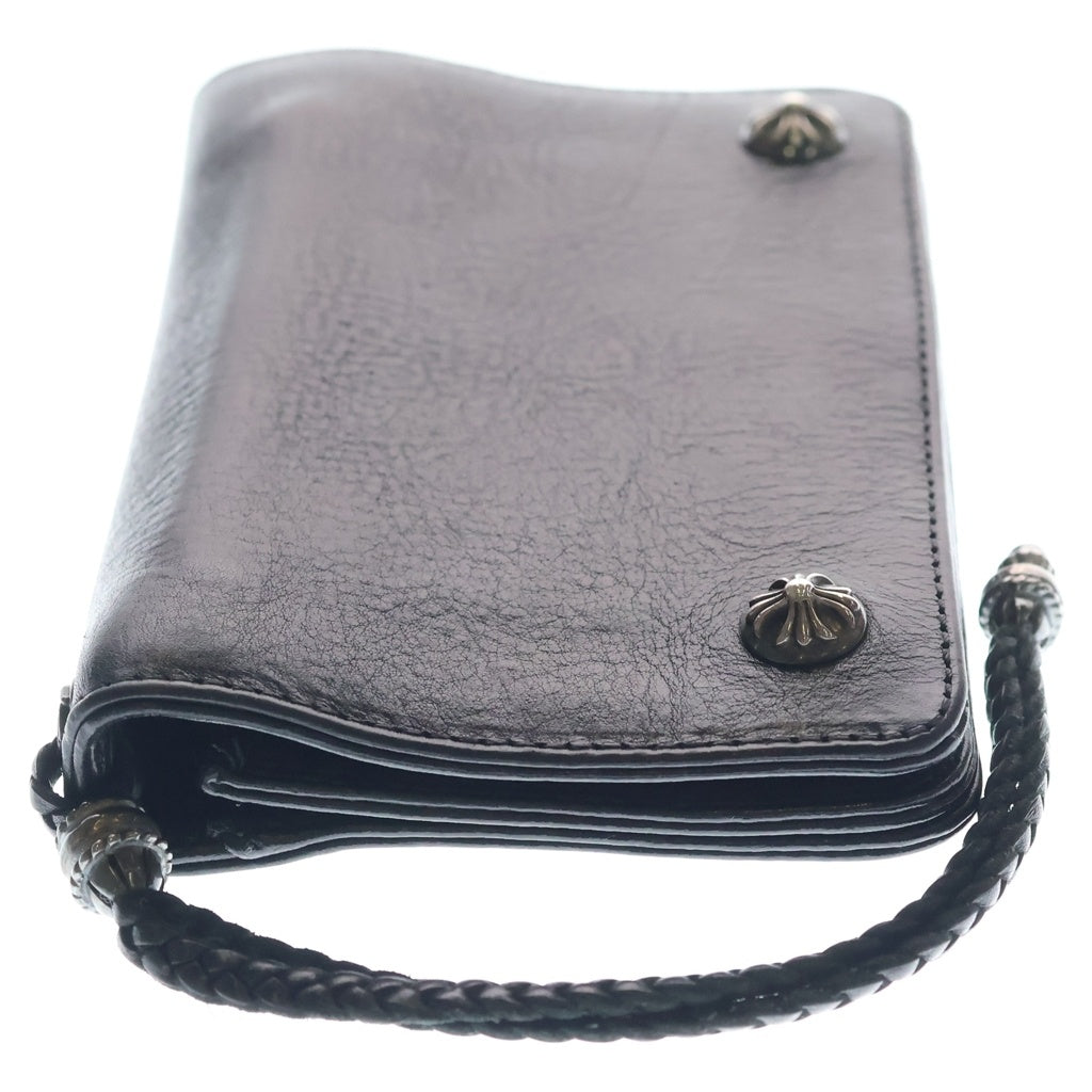 CHROME HEARTS(クロムハーツ) 2ZIP STRAP 2ジップストラップ クロスボールボタンレザーウォレット 財布 ブラック
