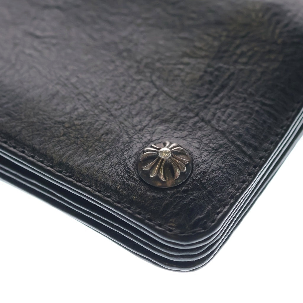 CHROME HEARTS(クロムハーツ) 2ZIP STRAP 2ジップストラップ クロスボールボタンレザーウォレット 財布 ブラック