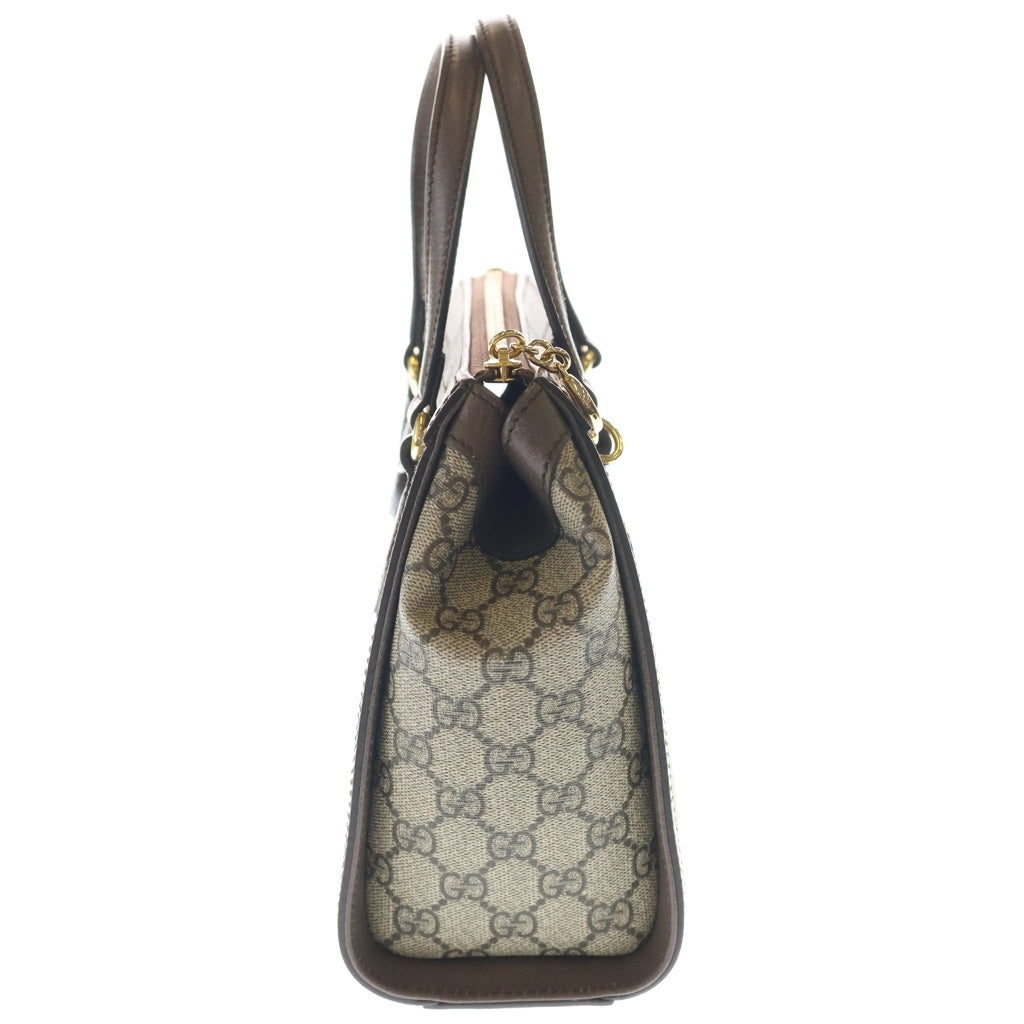 GUCCI(グッチ) オフィディア GGスプリーム 2WAYハンドバッグ ショルダーバッグ スモールトートバッグ ベージュ×ブラウン PVC×レザー 547551 ゴールド金具 レディース