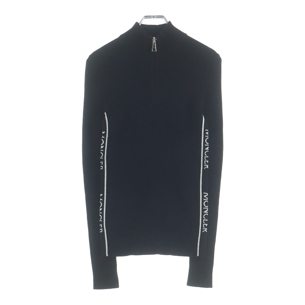 MONCLER(モンクレール) サイドロゴ ハーフジップニット リブ編み セーター ウール ブラック I20939F00001 レディース