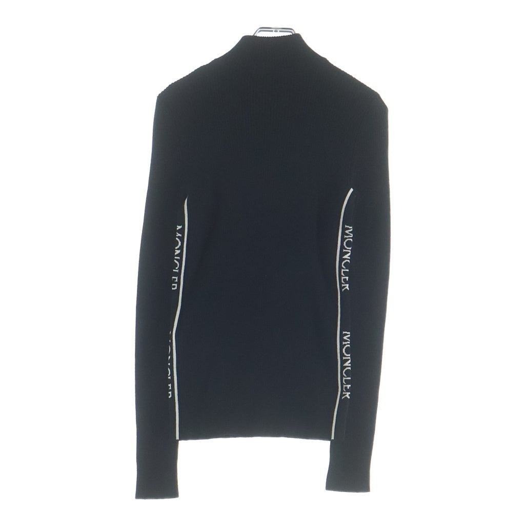 MONCLER(モンクレール) サイドロゴ ハーフジップニット リブ編み セーター ウール ブラック I20939F00001 レディース