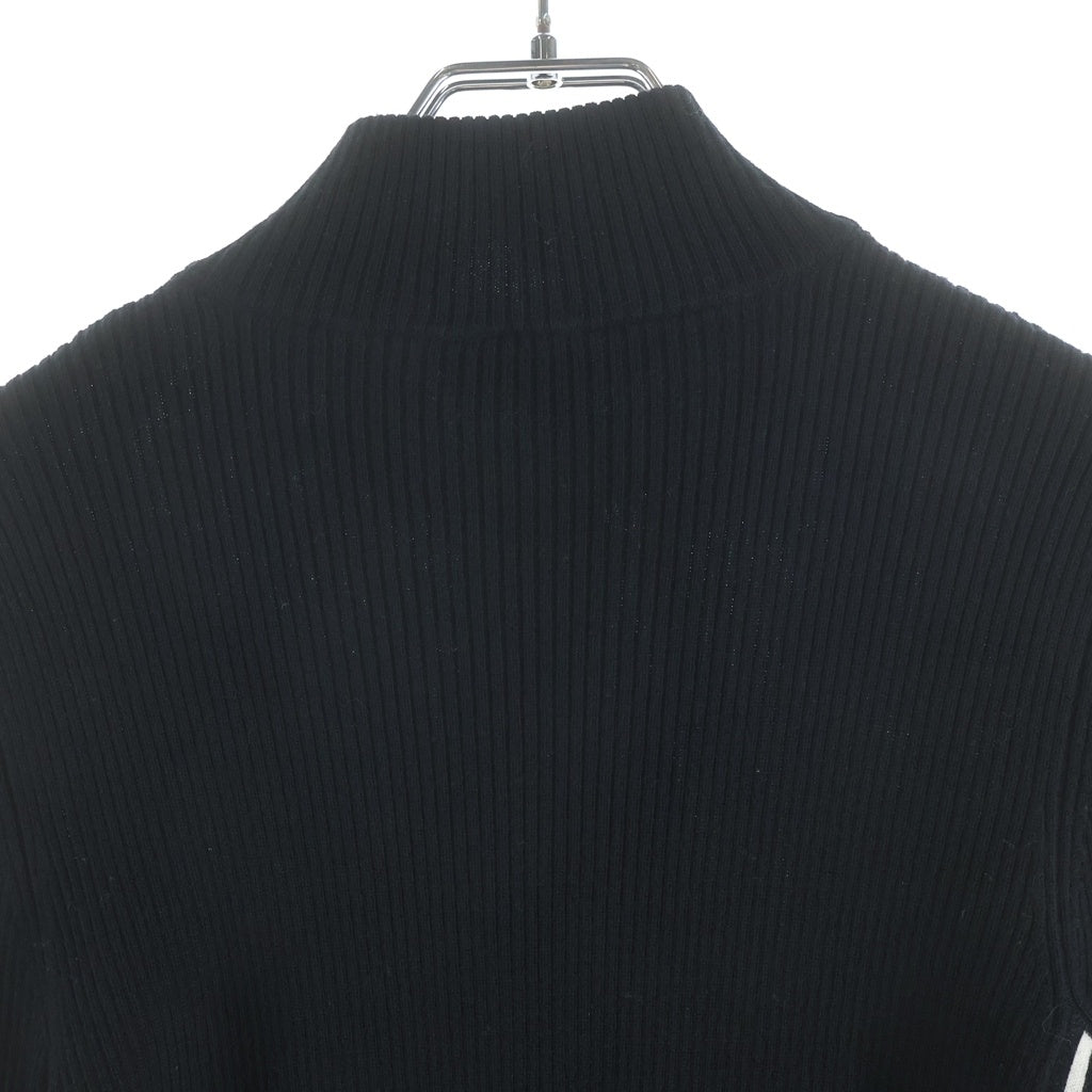 MONCLER(モンクレール) サイドロゴ ハーフジップニット リブ編み セーター ウール ブラック I20939F00001 レディース